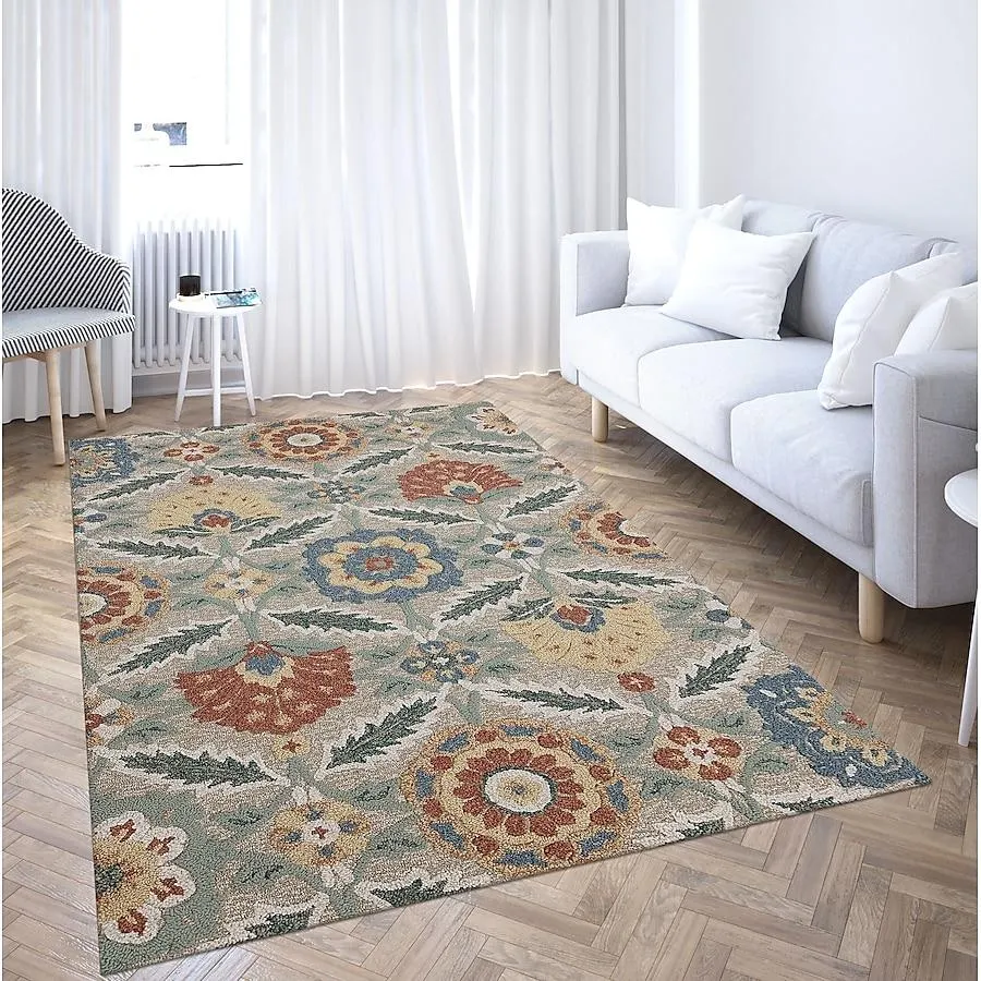 allen + roth with STAINMASTER Covert Sparks 5 x 8 (ft) Tufted Polypropylene Warm-Linen Rectangular Indoor/Outdoor Area rug