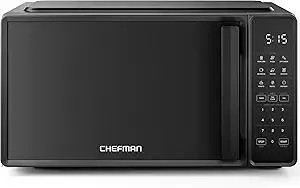 Chefman Countertop Microwave Oven 0.7 Cu. Ft., 700 Watts with 10 Power Levels, 6 Cooking Presets with One-Touch Express Cook, Eco Mode, Child Safety Lock, & Mute Button - Black