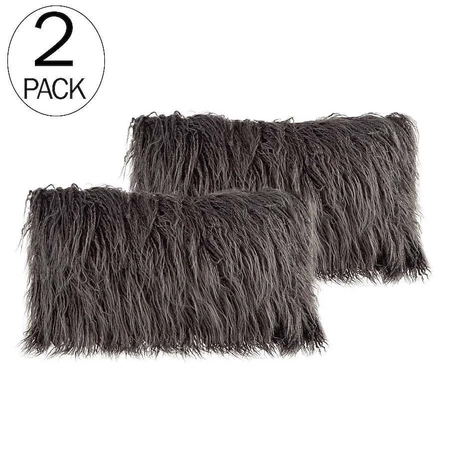 Hastings Home 2 -Piece 12-in x 20-in Gray Rectangular Indoor Decorative Pillow