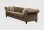 Aurelia Brown Fabric 90" Chesterfield Sofa With Nailheads | Tufted | Rolled Arms
