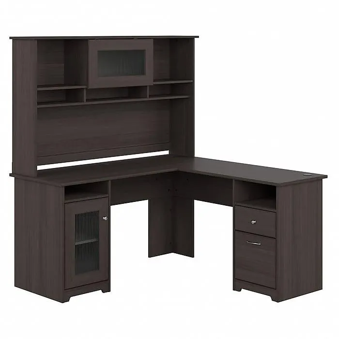 Bush Furniture Cabot 60"W L Shaped Computer Desk with Hutch and Storage,