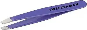 Tweezerman Mini Slant Travel Tweezers For Eyebrows, Travel Tweezers for Eyebrows, Facial Hair, Ingrown Hair (Blooming Lilac)