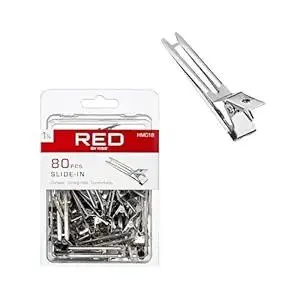 RED by Kiss 80pcs 1.75" Slide-In Hair Clips, Durable Metal Curl Setting Clips for Hairdressing, Sectioning & Retwisting, Rust-Free Hair Pins for Dreads, Dreadlocks, & Twist Styles