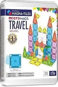 MAGNA-TILES microMAGS Travel Set Deluxe 55-Piece Magnetic Construction Set, The Original Magnetic Building Brand