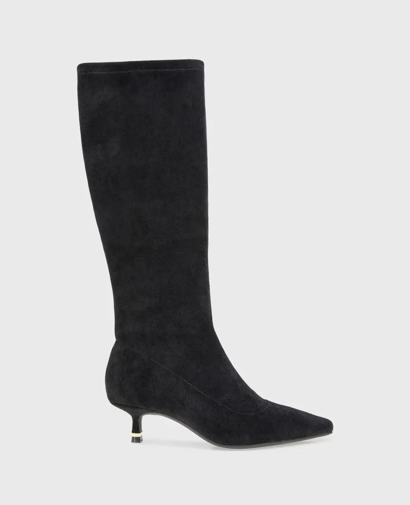 Meridith Stretch Boot - BLACK MICROSUEDE
