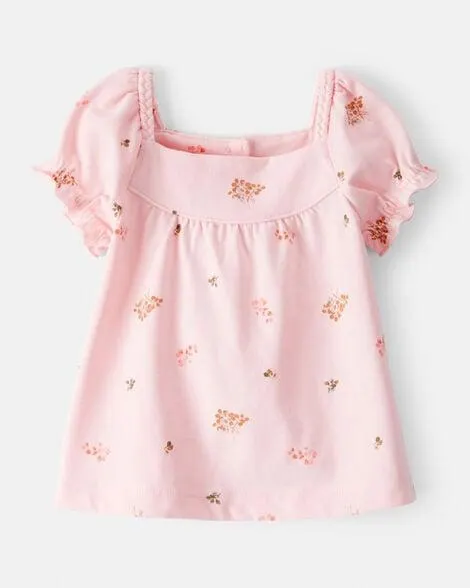 Baby Girl Floral Short-Sleeve Top - Pink