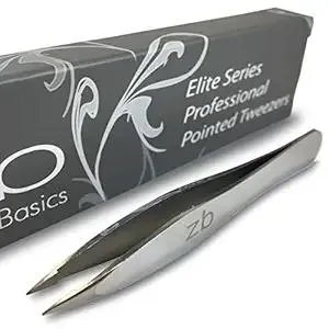 Elite Series Pointed Tweezers - Sharp Precision Tips + Surgical Grade Stainless Steel Tweezer for Professional Eyebrow and Facial Hair Removal