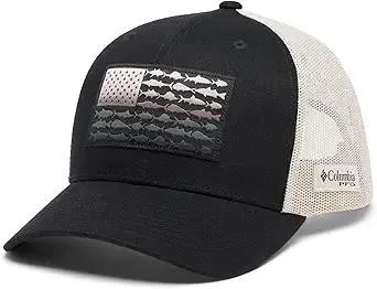 Columbia Unisex Unisex PFG Fish Flag Mesh Snap Back Hat, Black/Dark Stone, One Size