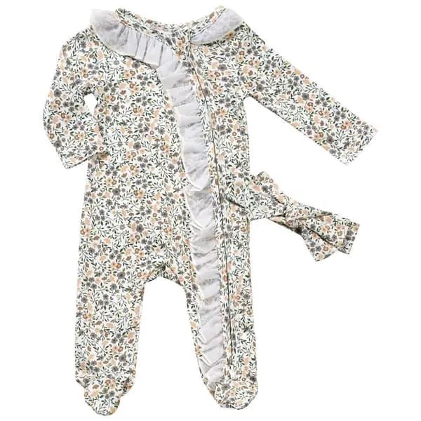 Baby Girl (NB-9M) Baby Essentials® Ditsy Floral Footie & Headband