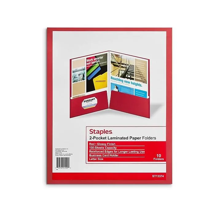 Staples Glossy 2-Pocket Paper Folder,