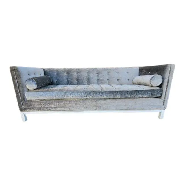 Lampert Charcoal Tufted Velvet Sofa by Jonathan Adler
