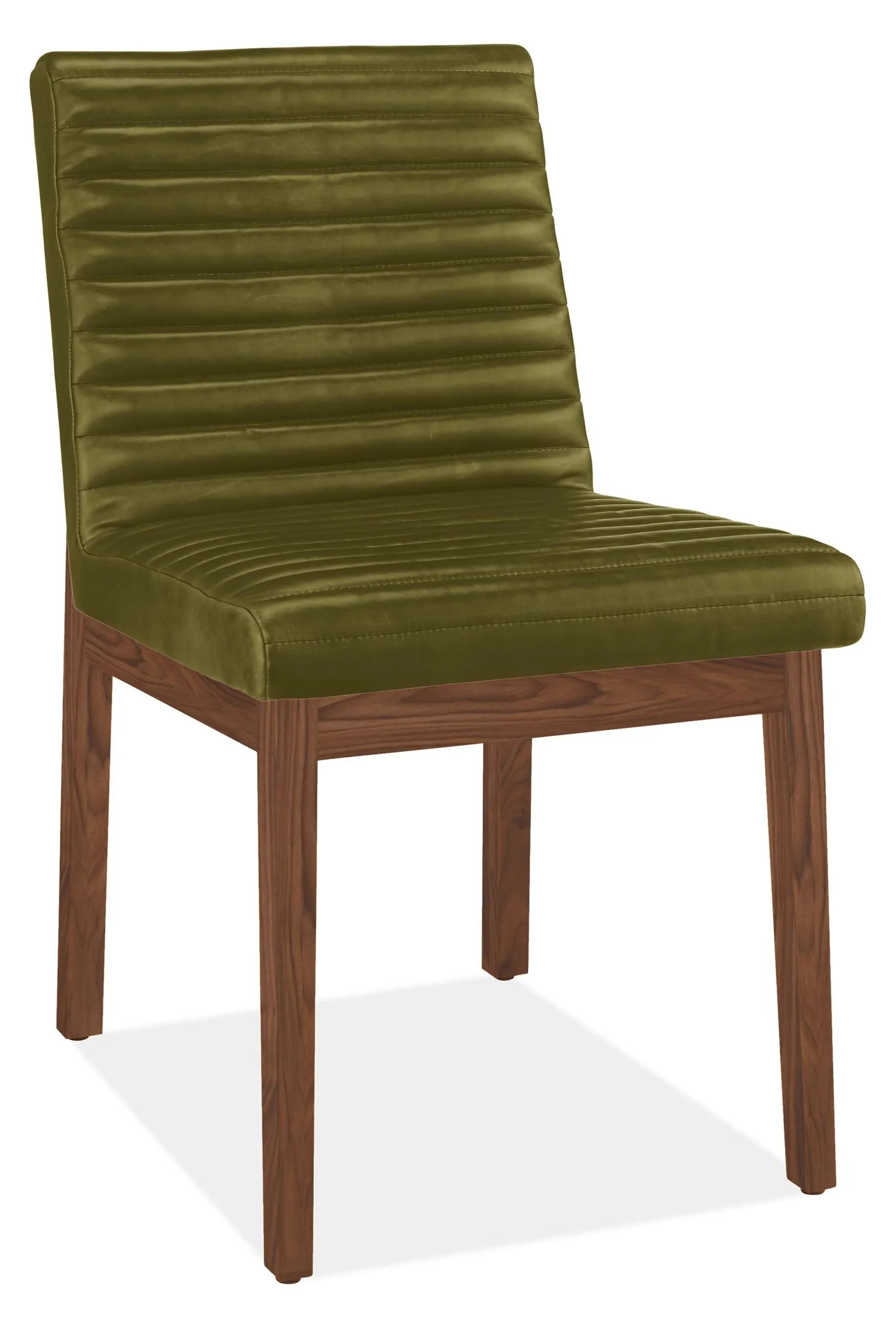 Olsen Side Chair in Vento Olive Leather with Walnut Frame