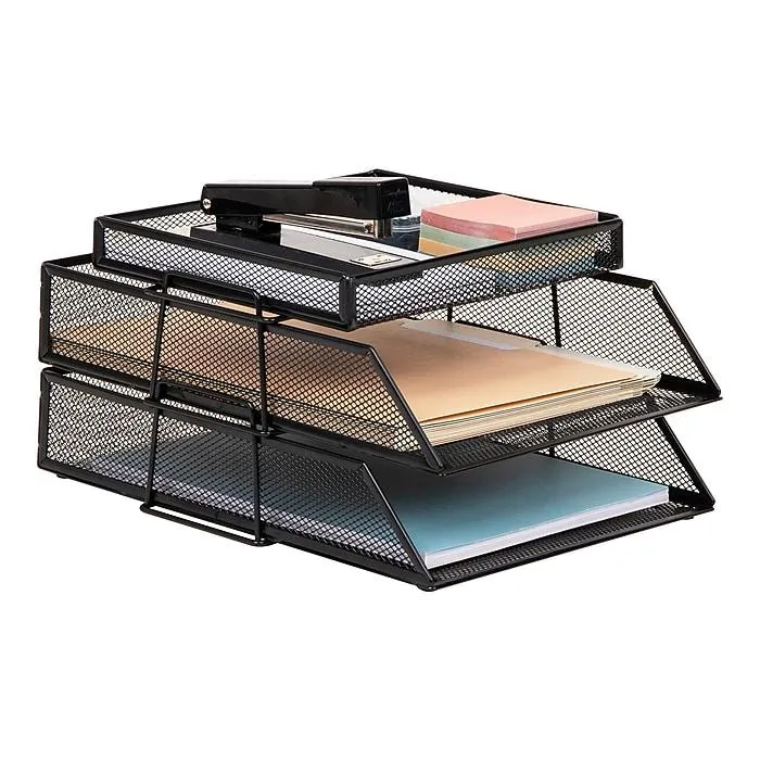 Mind Reader 2-Tier Metal Mesh File Organizer,