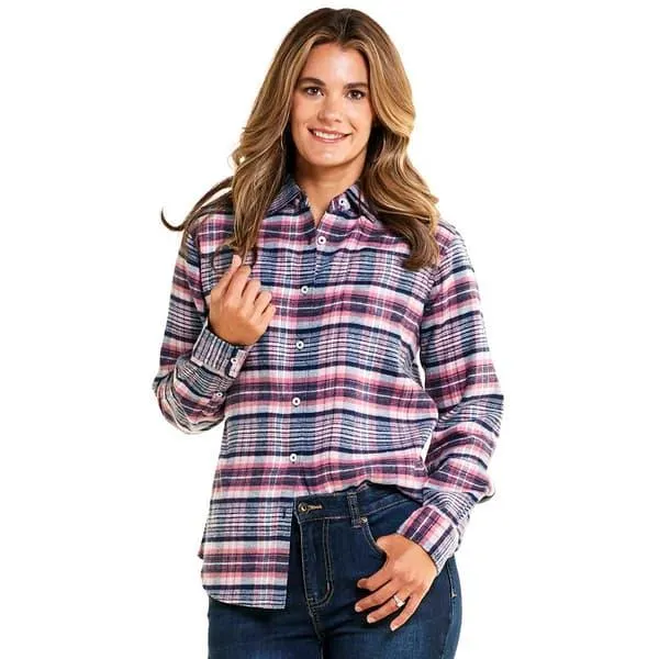 Womens Mountain Ridge Long Sleeve Flannel Button Down - Rose