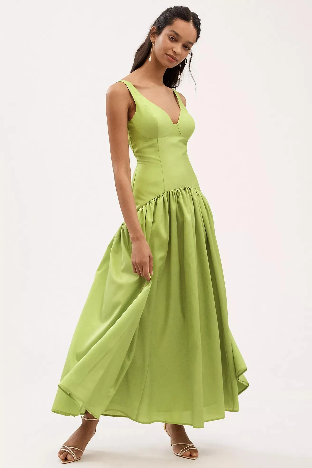 Hutch Gabriella V-Neck Drop-Waist Maxi Dress