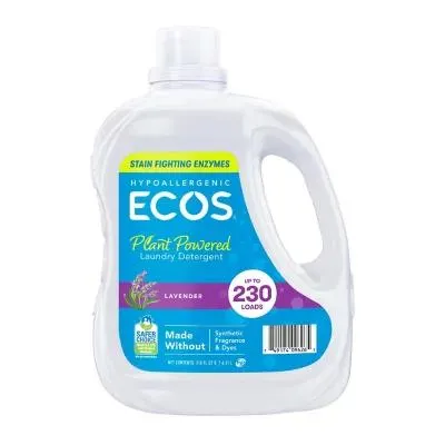 ECOS Hypoallergenic Liquid Laundry Detergent + Enzymes, Lavender Scent, 230 loads, 210 fl. oz.