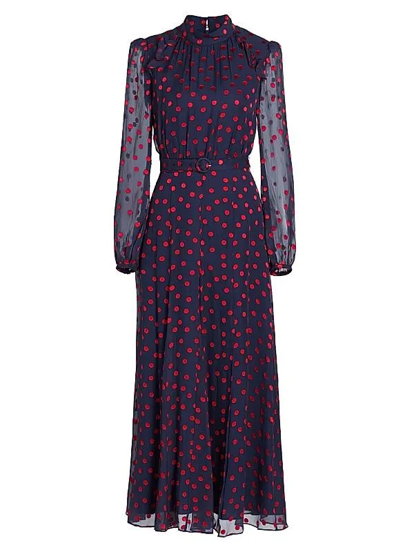 Jacqui Polka Dot Silk-Blend Dress