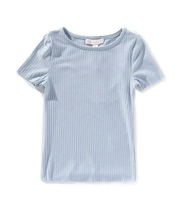 Little Girls Short Sleeve Rib Knit Top