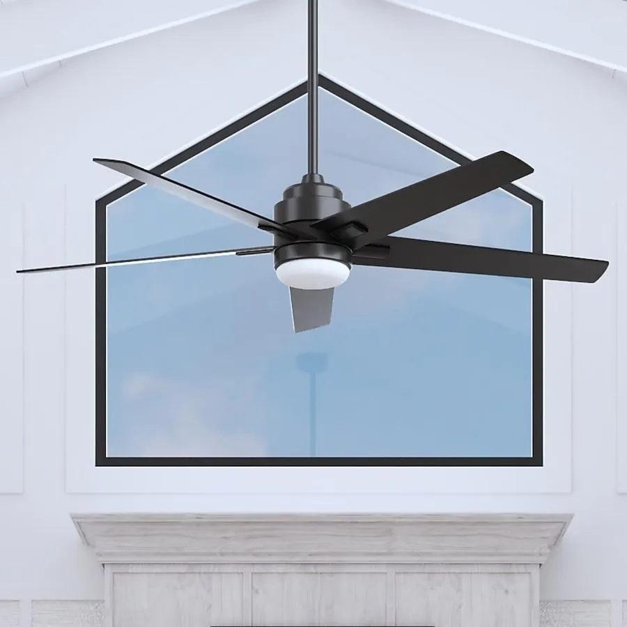 Harbor Breeze Flanagan 62-in Color-Changing Integrated LED Matte Black with Black/Driftwood Blades Ceiling Fan With Light - Remote Included ( 5 -Blade )
