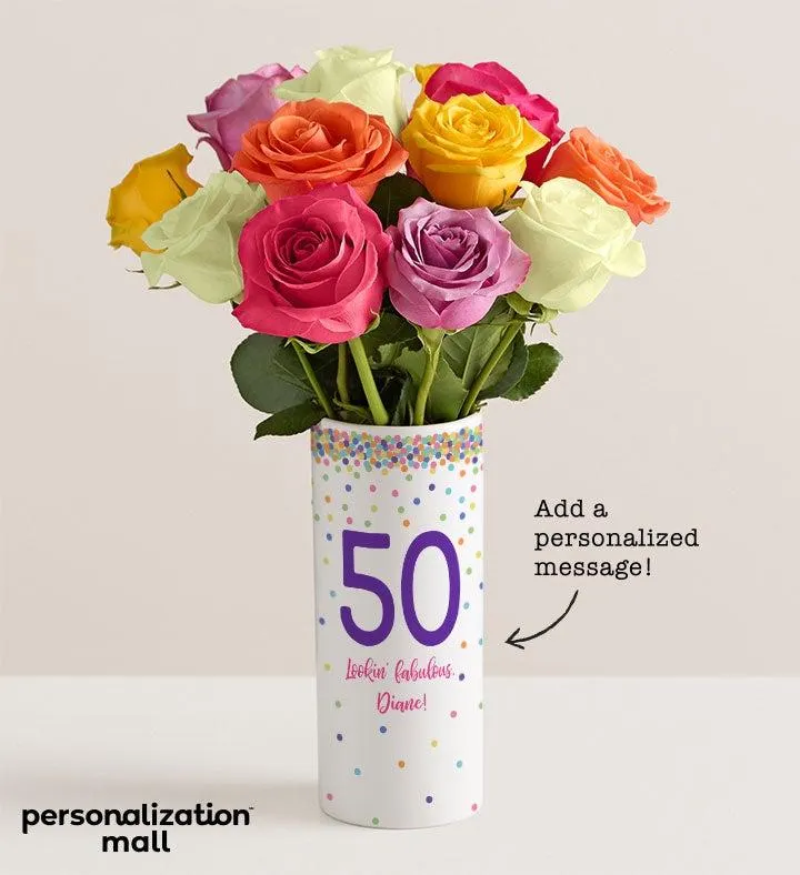 Milestone Celebrations Bouquet with Personalized Vase