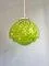 Large Mid-Century Modern Pendant Light in Green and White Speckled Glass, 1940s