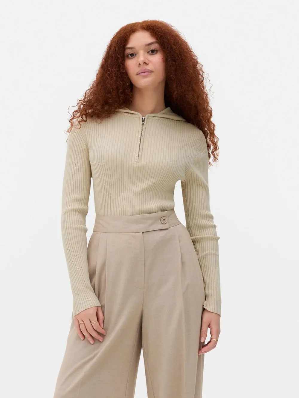 Ribbed Half-Zip Hoodie