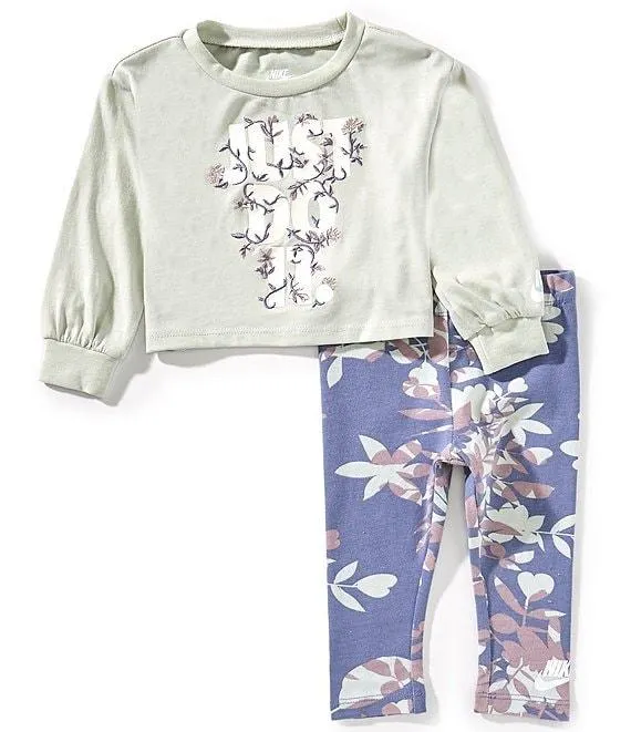 Baby Girls Long Sleeve T-Shirt & Printed Club Leggings Set