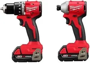 Milwaukee 3610-22CT M18 18V Li-ion Brushless Cordless Compact Hammer Drill/Impact Combo Kit (2-Tool) (New Gen), Red