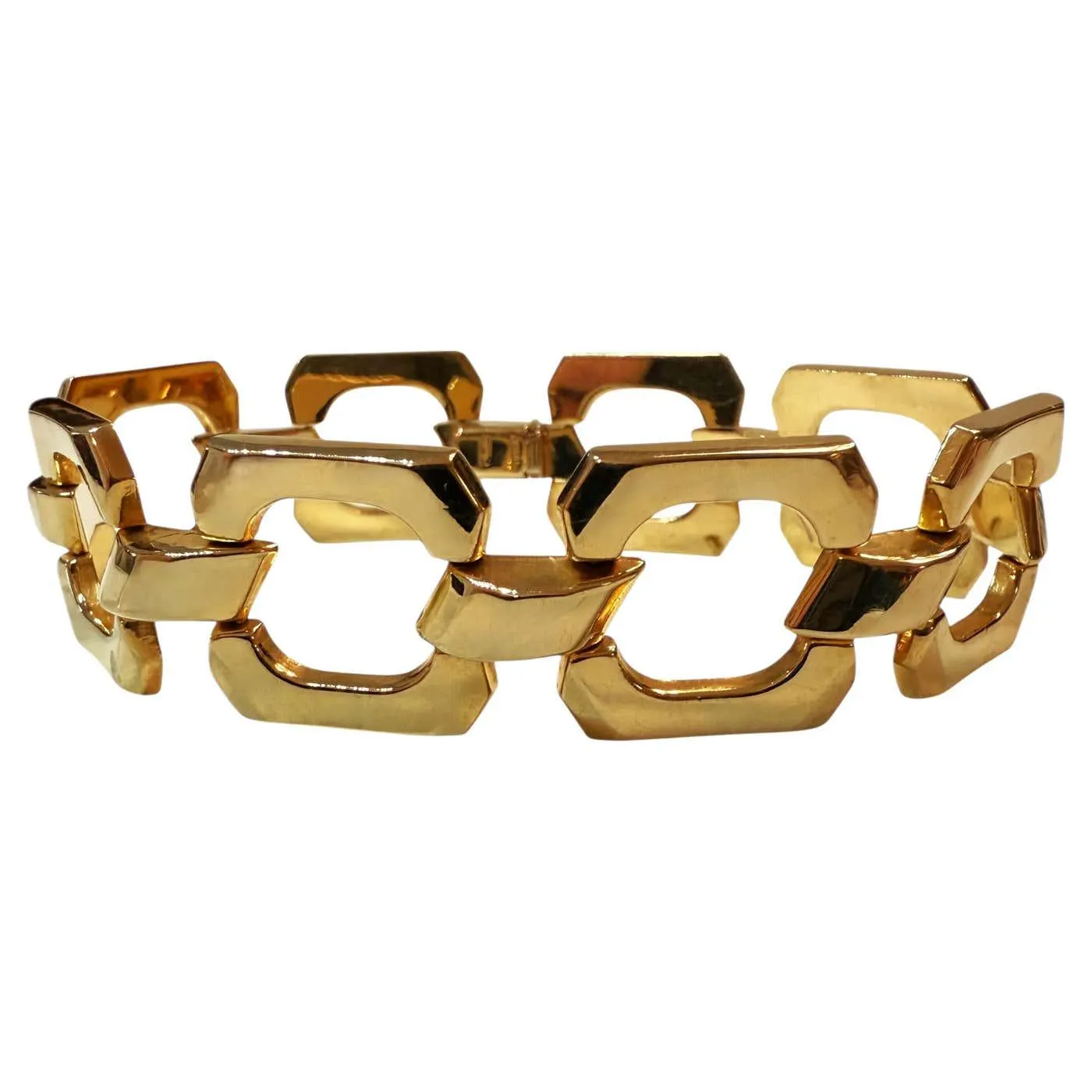 14K Yellow Gold Italian Aurafin Interlocking Geometric Bracelet 16.3 grams