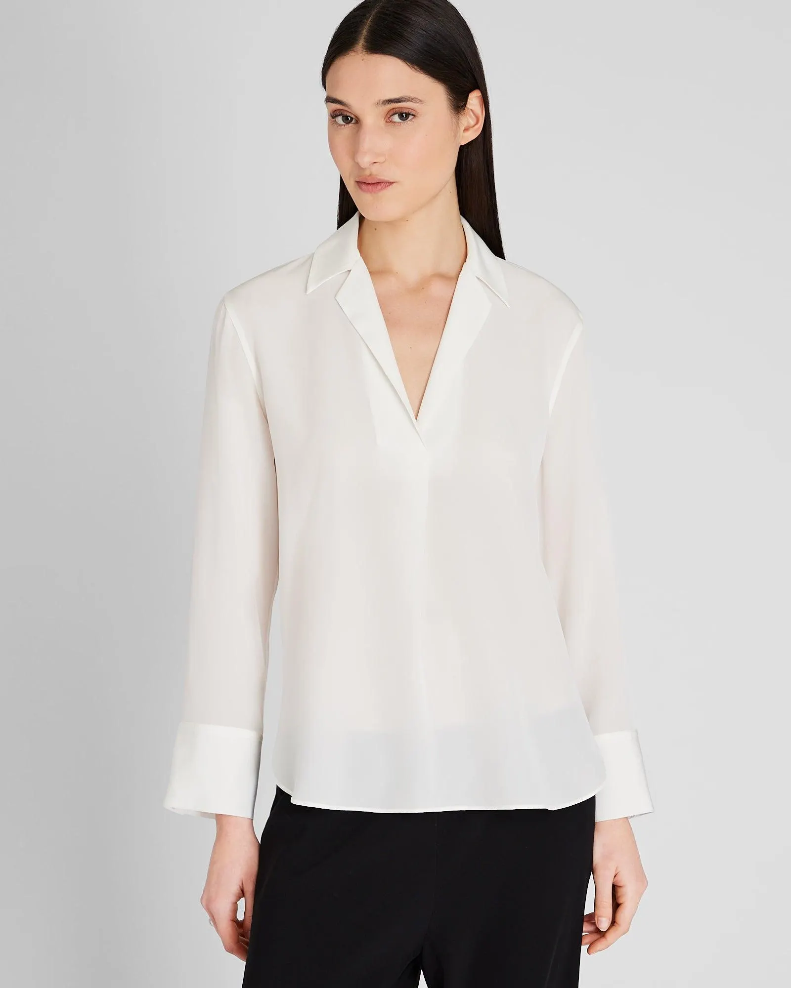 Collared Silk Popover Shirt