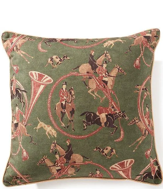 To The Races Equestrian Western Motif Reversible Decorative Square Pillow