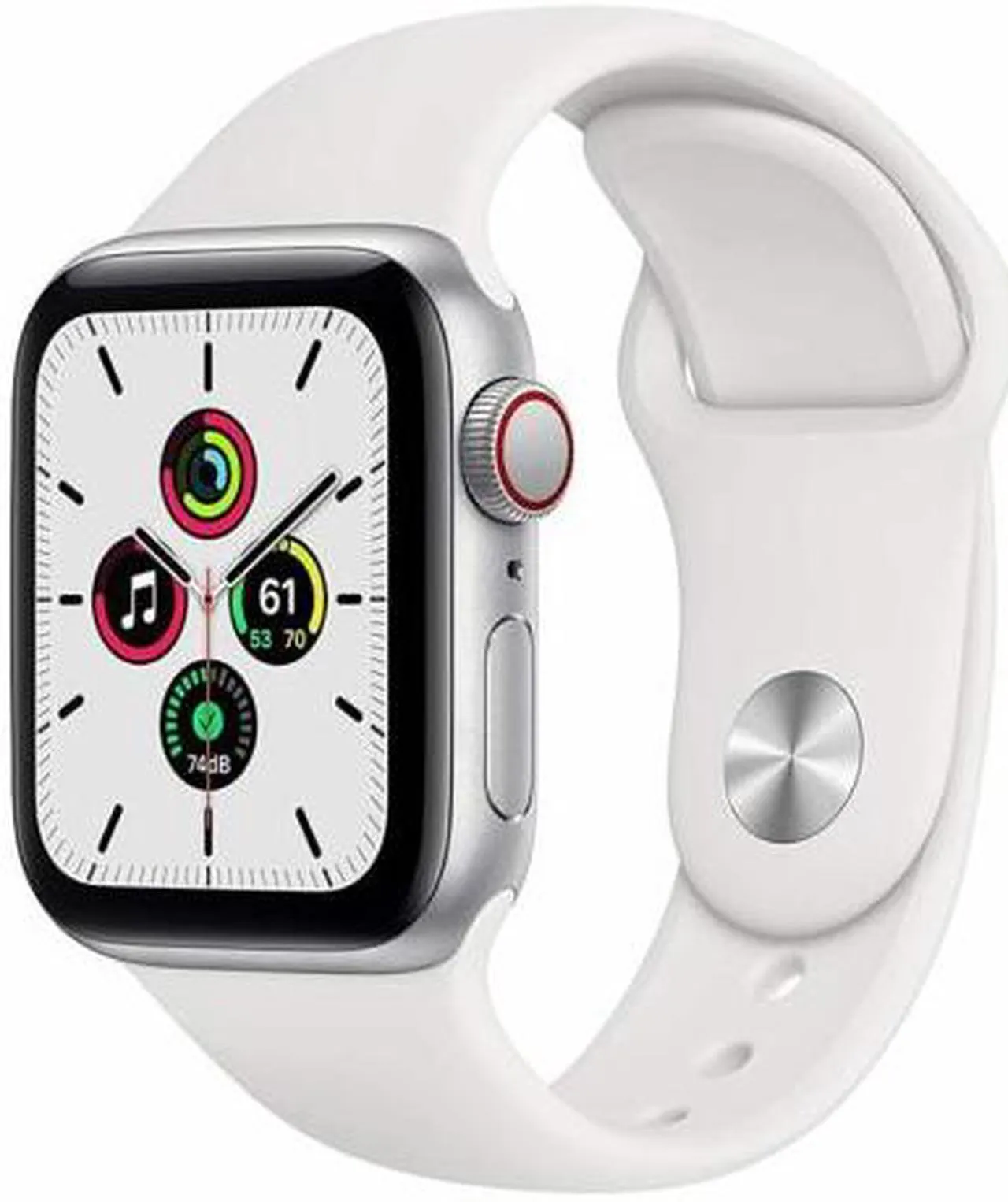 Apple Watch SE 40mm GPS + Cellular Unlocked - Silver Aluminum Case - White Sport Band (2020) - Good Condition