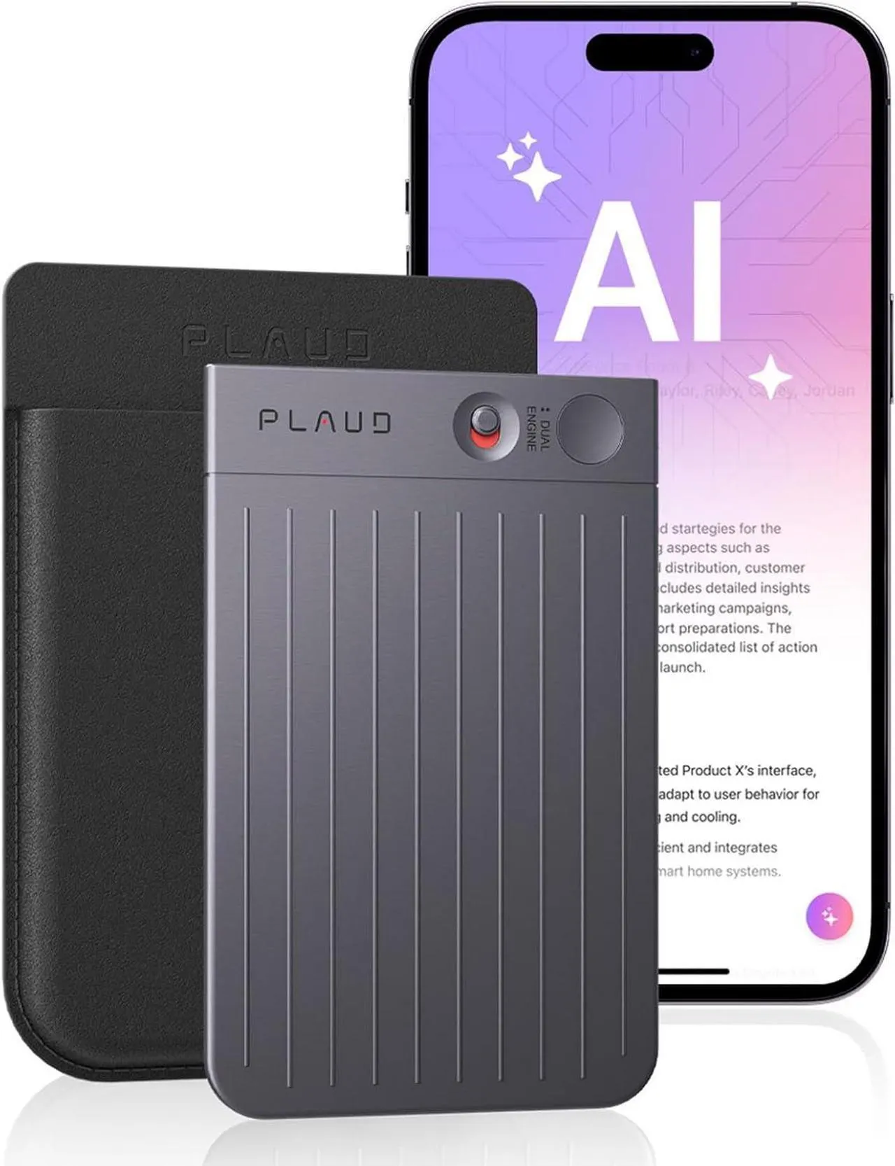 PLAUD Note AI Voice Recorder (with Black Magnetic Case) AI Transcribe & Summarize, Support 112 Languages, Audio Recorder for Lectures and Meetings, App Control, AI Notetaker BLACK