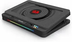 Redragon GCP512 Laptop Cooling Pad with 5.9" Fan, Rapid Cooling for 15-17 Inch Laptops, Variable Speed Control, 4 Adjustable Heights, RGB Quiet Cooling Pad with Phone Stand