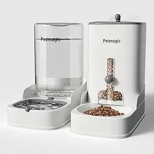 Automatic cat Feeder by Petmagic is a 4.4L Large-Capacity cat Food and Water Bowl Set. This Two-Piece Set is Suitable for pet Feeding, Including Small and Medium-Sized Dogs, Kittens.