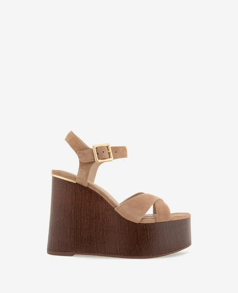 Taelyn Suede Platform Wedge Sandal - SESAME SUEDE