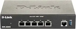 D-Link Gigabit VPN Router —Perfect for Remote and Hybrid Work —4 Port Gigabit Dual WAN Failover —Enterprise-Grade Encryption —Follows TAA/NDAA—Limited Lifetime Protection (DSR-250V2)