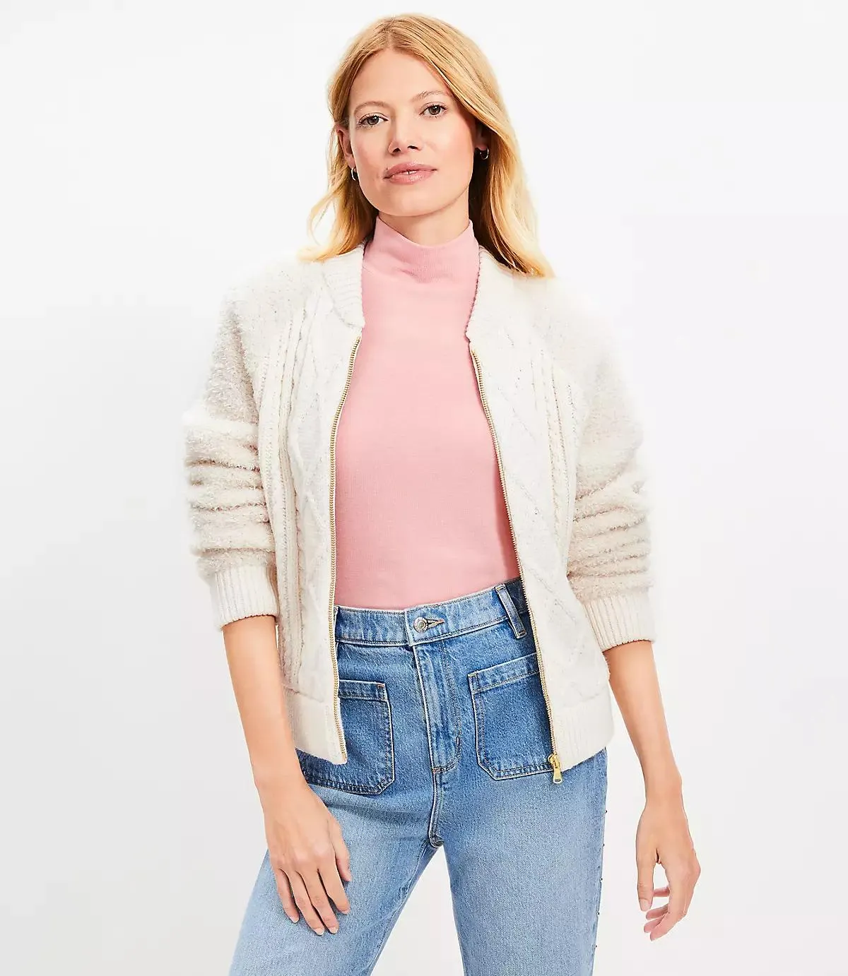 Cable Bomber Sweater Jacket