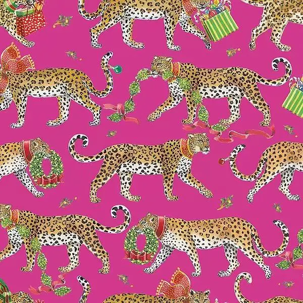 Caspari Pink Leopards Wrapping Paper