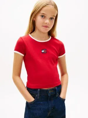Kids' Badge Ribbed Ringer T-Shirt