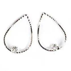 Silver Rhinestone Solitaire Teardrop Charms (Package of 2 pieces)