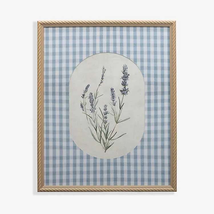 Blue Gingham Botanical II Framed Art Print