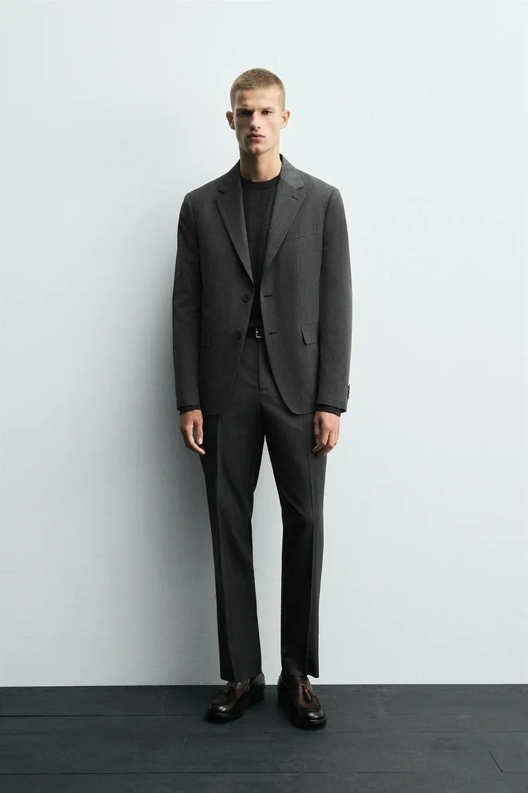 HERRINGBONE SUIT PANTS