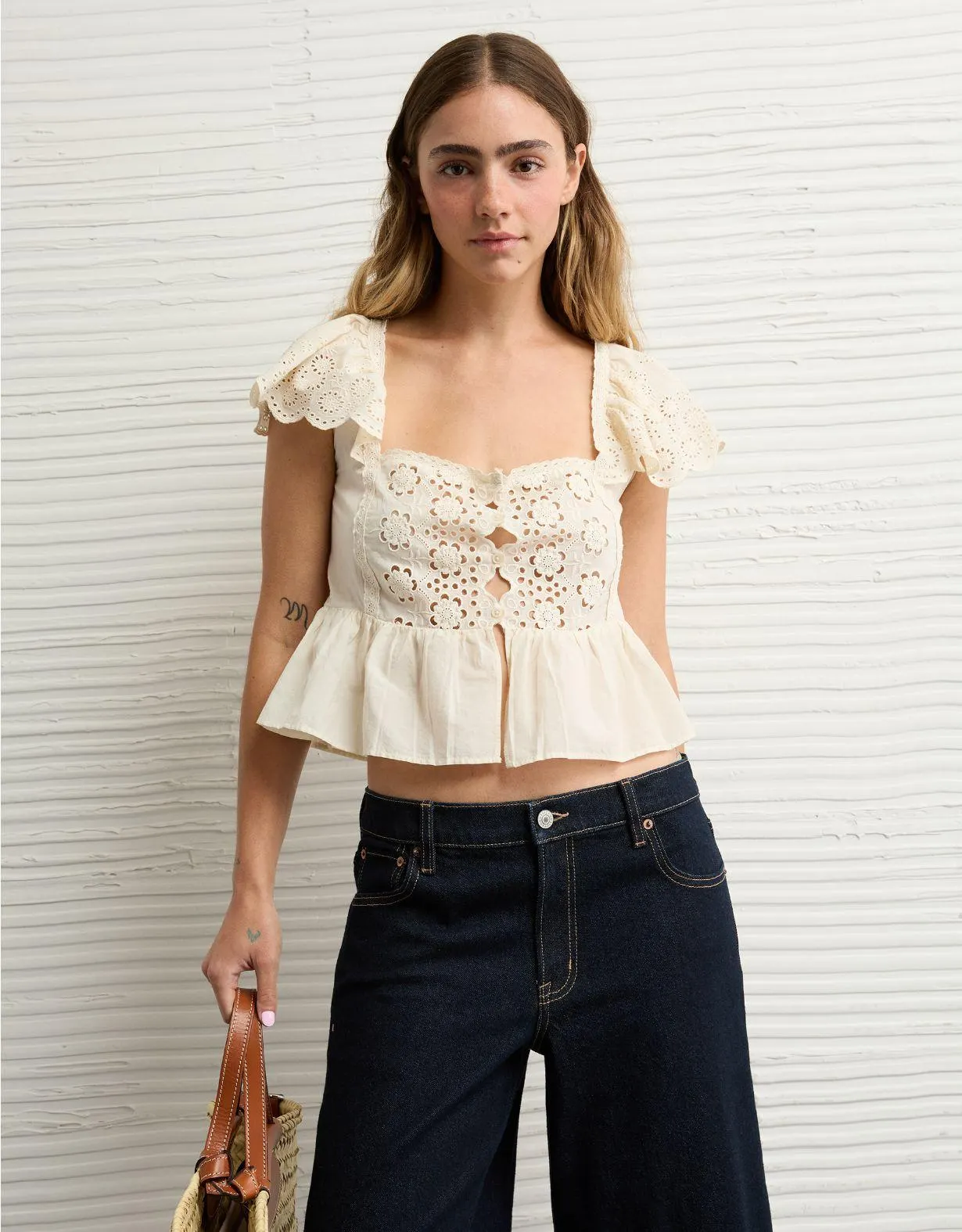 AE Cap Sleeve Eyelet Blouse