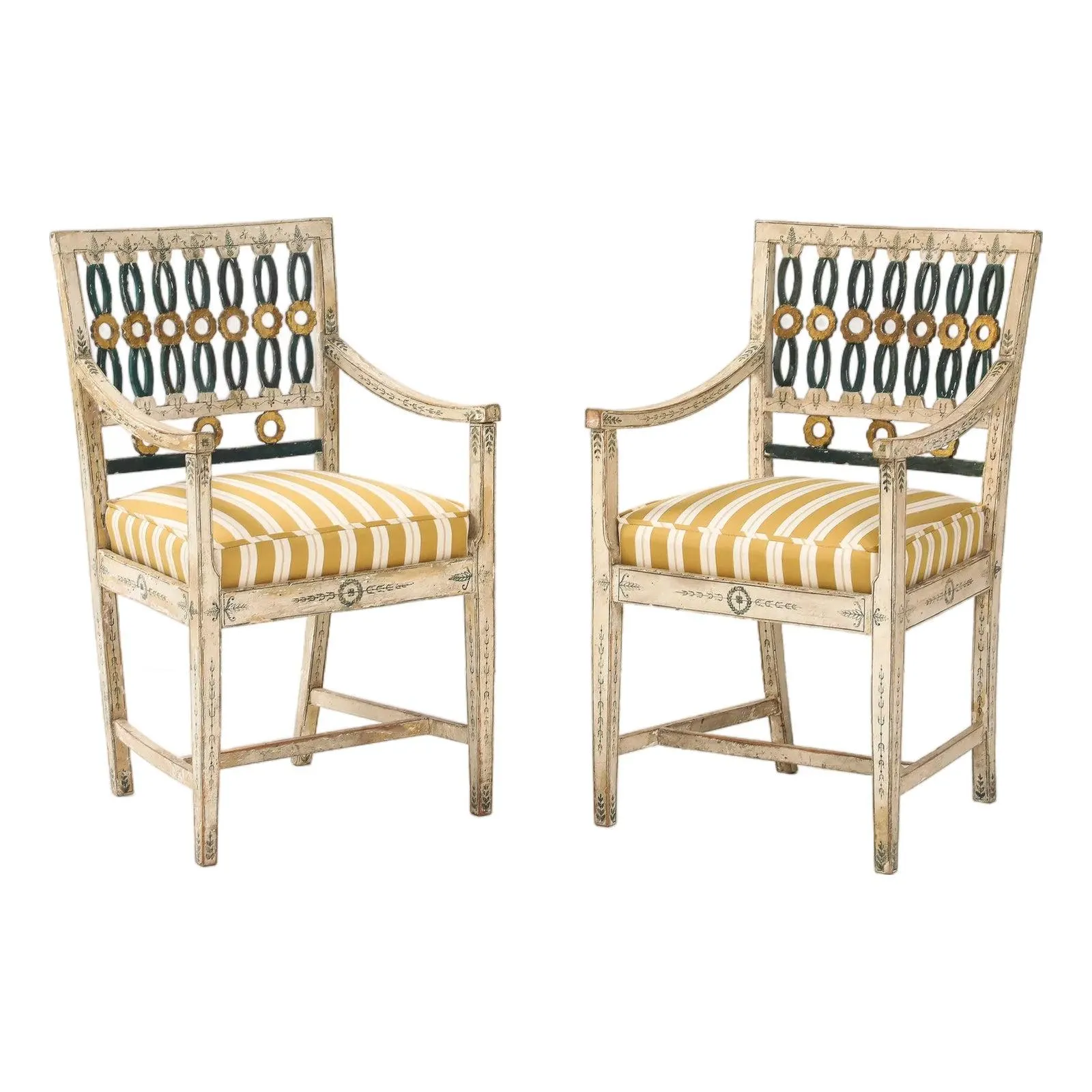 Pair of 18th Century Swedish Polychrome Chairs