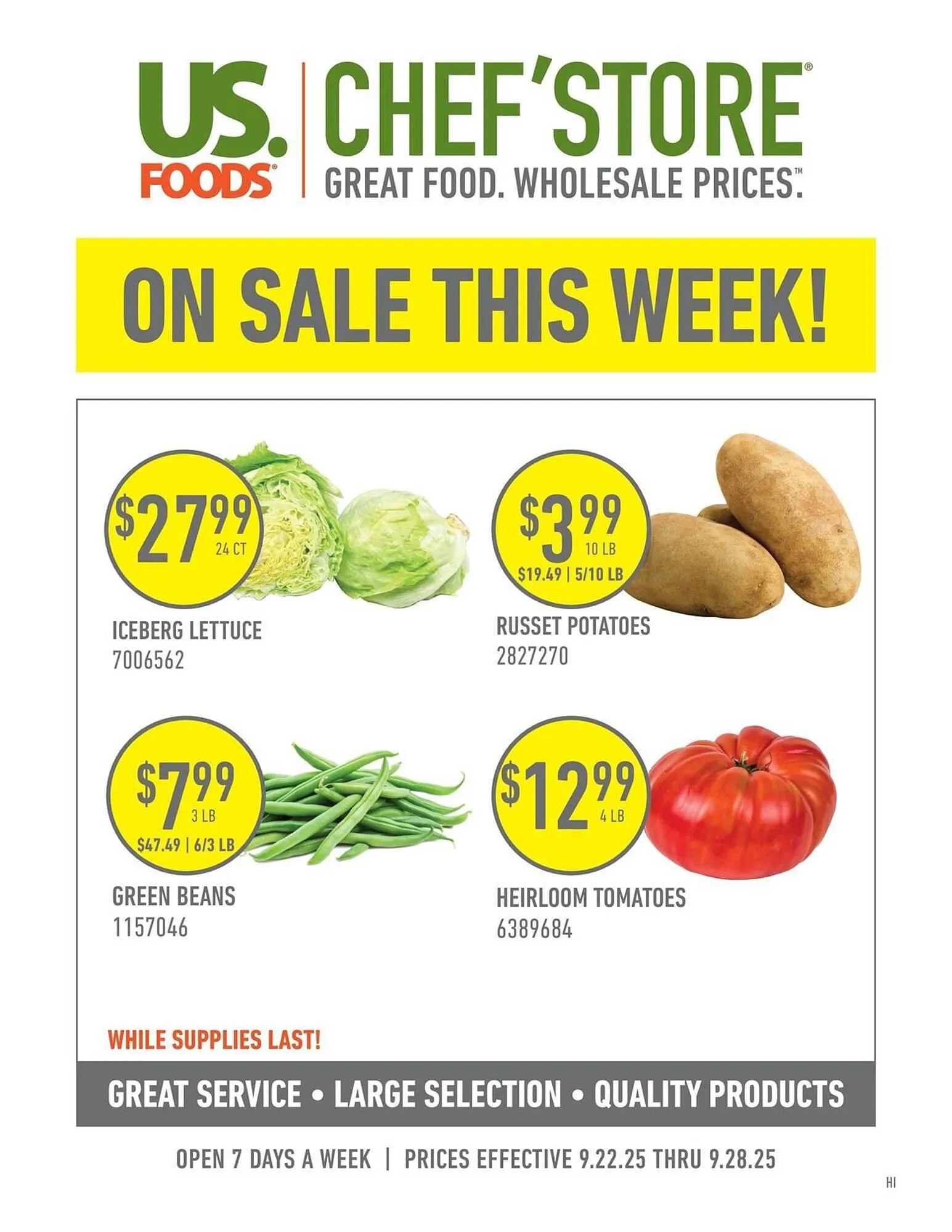 Weekly ad US Foods Chef's Store weekly ad from September 22 to September 28 2025 - Page 1