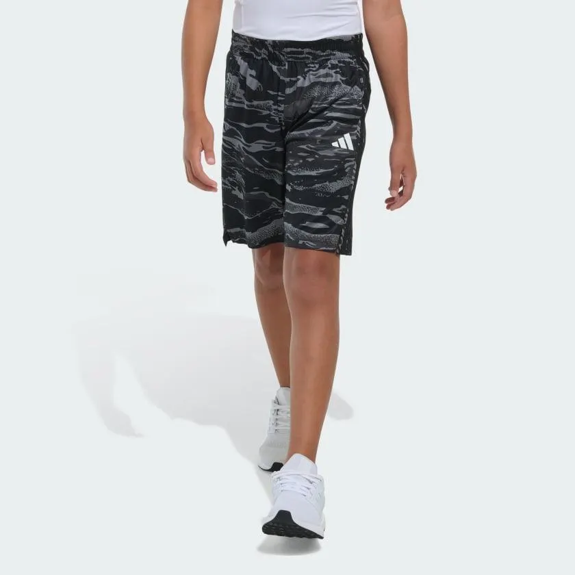 Elastic Waistband Tiger Camo-Print Shorts
