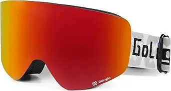 GoLight XL OTG Ski Goggles–Frameless Cylindrical Lens, Anti-Fog, UV Protection, Ultra-Wide View, for Men & Women Snow Sports