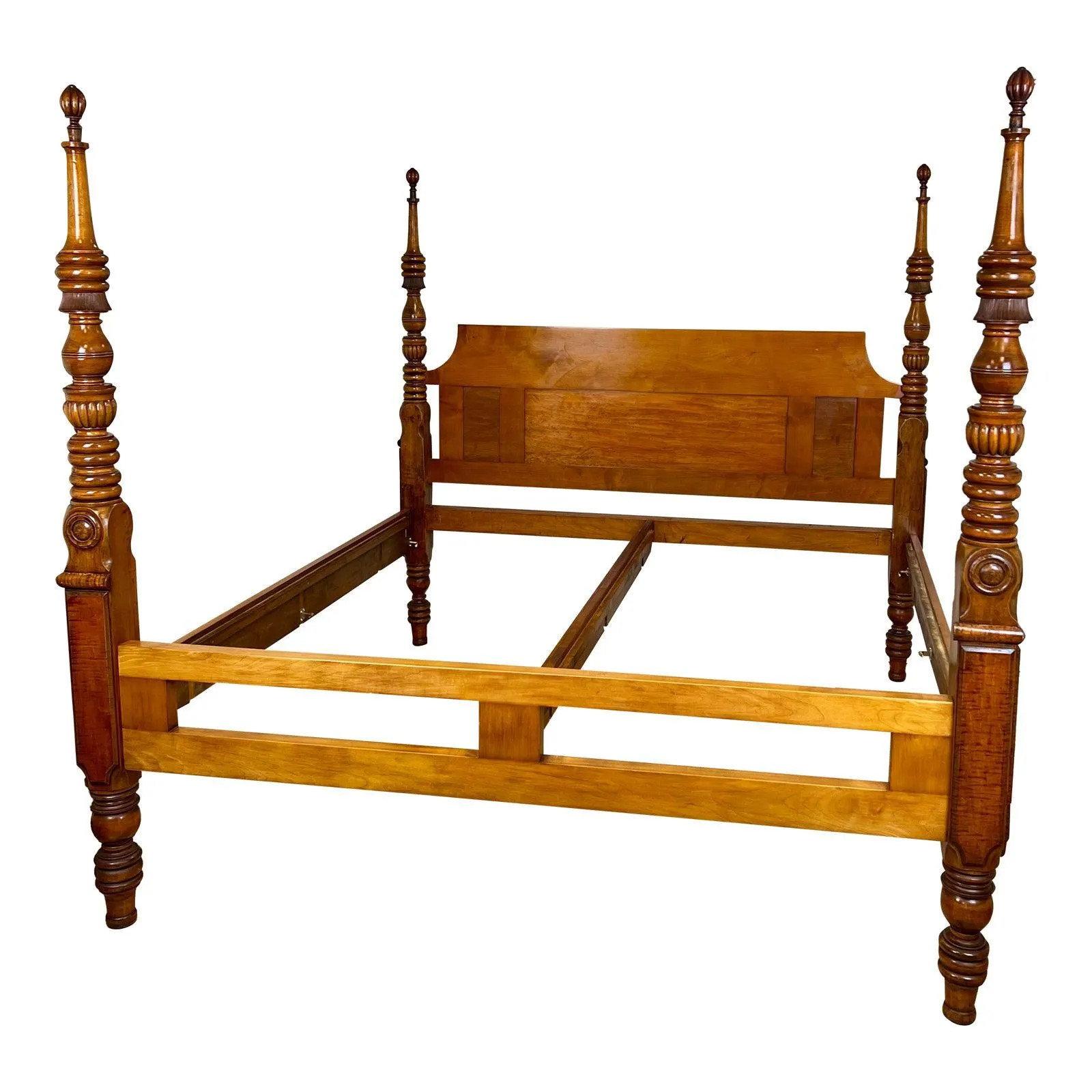 Antique 19th Century Sheraton Field Bed Resized to King by Leonards New England Seekonk, Ma
