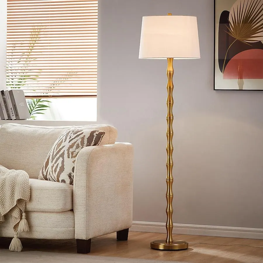 KAWOTI Bambi 61-in Gold Standard Floor Lamp with Fabric Shade